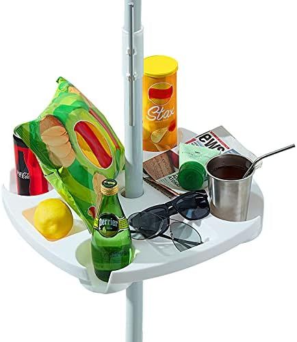 ROWHY Beach Umbrella Table Tray 17" Poolside Accessory with 4 Drink Holders and 4 Snack Compartme... | Amazon (US)
