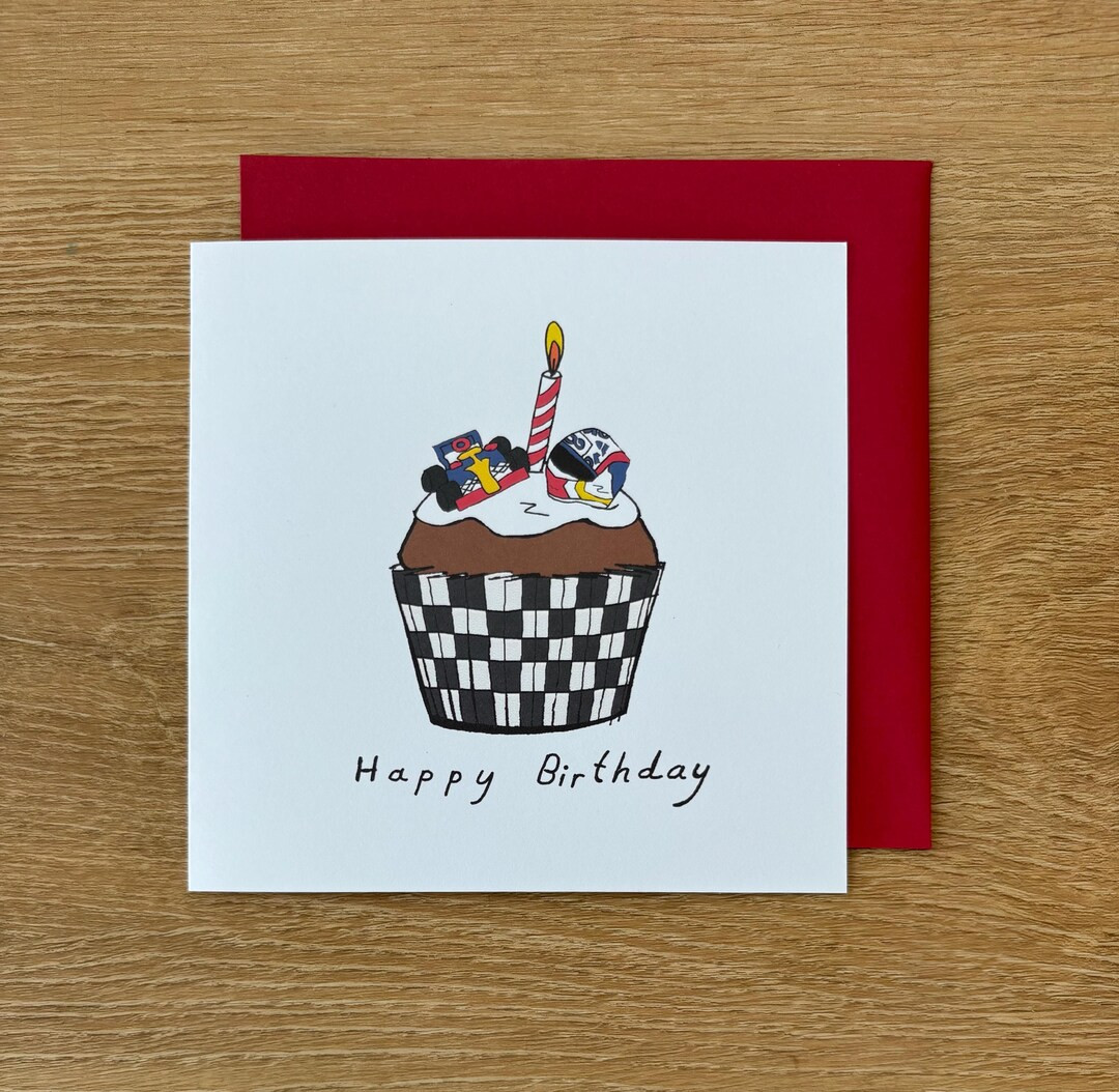 Formula One birthday card, F1 happy birthday cards, cupcake, formula 1 racing cars, grand prix | Etsy (US)