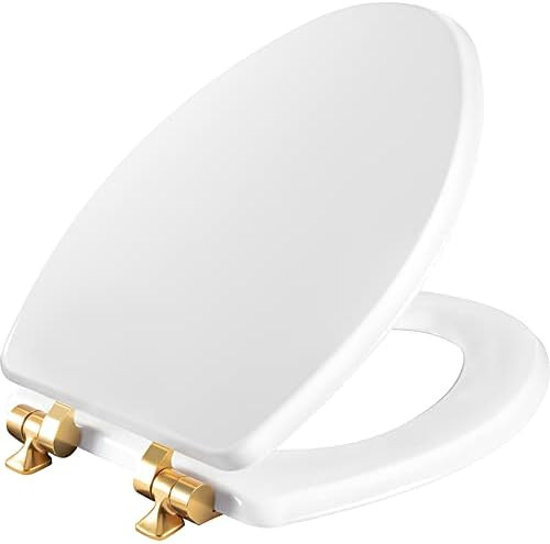 Mayfair Bennett Toilet Seat with Brushed Gold Hinges, Slow Close Wood Seat, Secure Metal Hinges, ... | Amazon (US)
