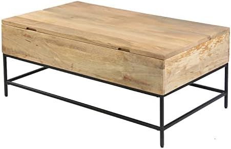 The Urban Port Audrey 45-Inch Lift Top Mango Rectangular Coffee Table-Wood and Metal, Natural Bro... | Amazon (US)