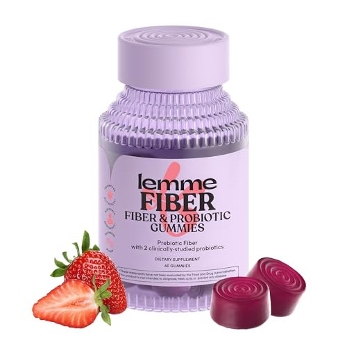 Lemme Fiber & Probiotic Gummies for Adults, Promotes Regularity & Digestive Health, No Sugar Added Strawberry Flavor, 4g Prebiotic Fiber & Clinically Studied Probiotic Strains, (60 Count) | Amazon (US)