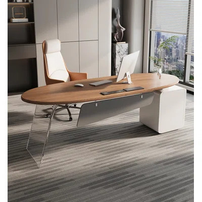 Modern Desk with Acrylic Legs and Three Drawers | Wayfair North America