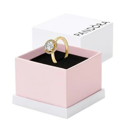 Pandora Sparkling Round Halo Ring - Statement or Promise Ring for Women - Gift for Her - Jewelry for Women - 14k Gold with Clear Cubic Zirconia - With Gift Box - Size 8.5 | Walmart (US)