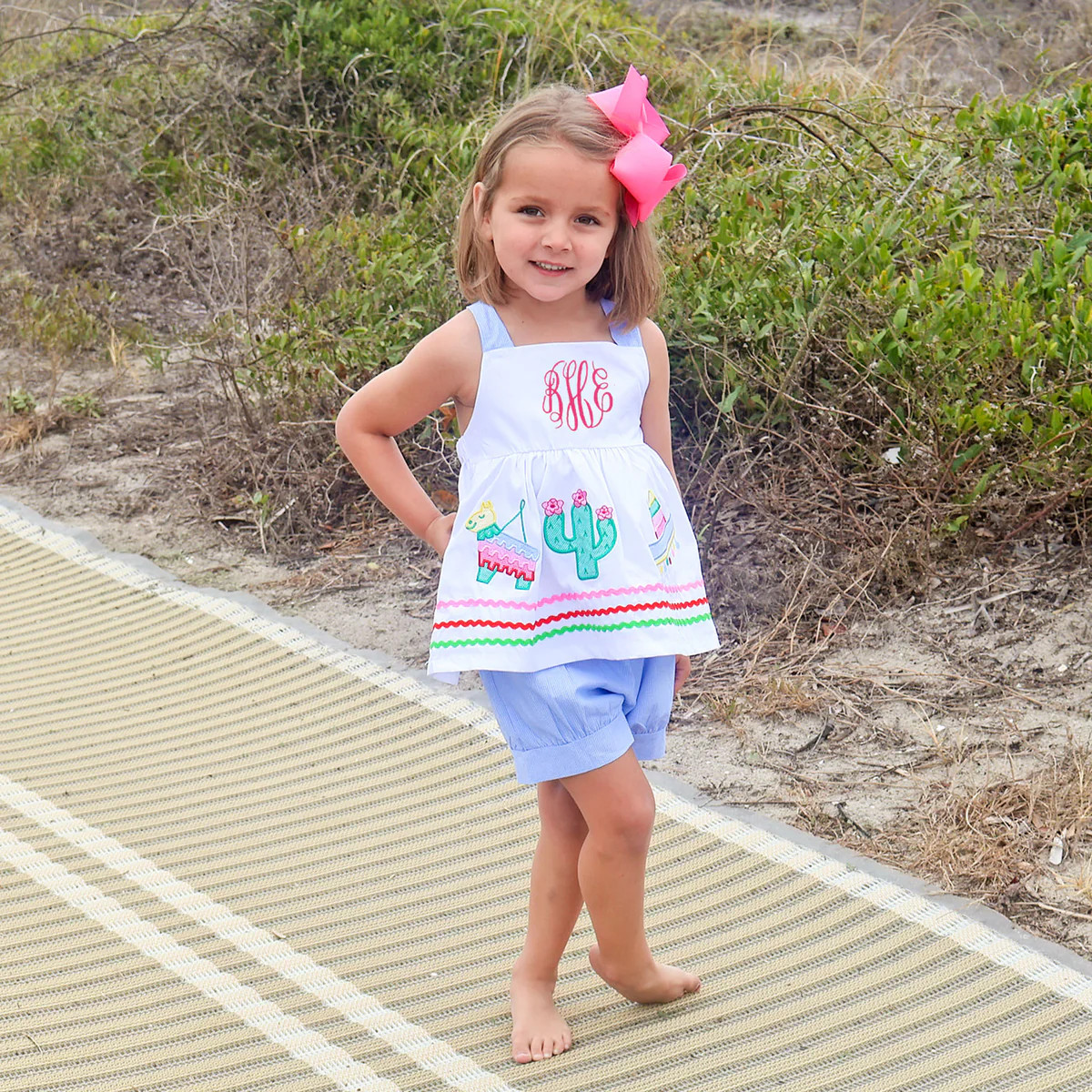 Fiesta Time Blue Gingham Stella Short Set | Classic Whimsy