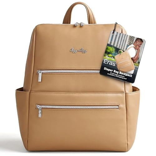 Itzy Ritzy Eras Diaper Bag Backpack – Large Capacity Backpack Diaper Bag Featuring Sleek Design, 15 Pockets, Changing Pad, Stroller Straps, and Luggage Sleeve (Chai) | Amazon (US)