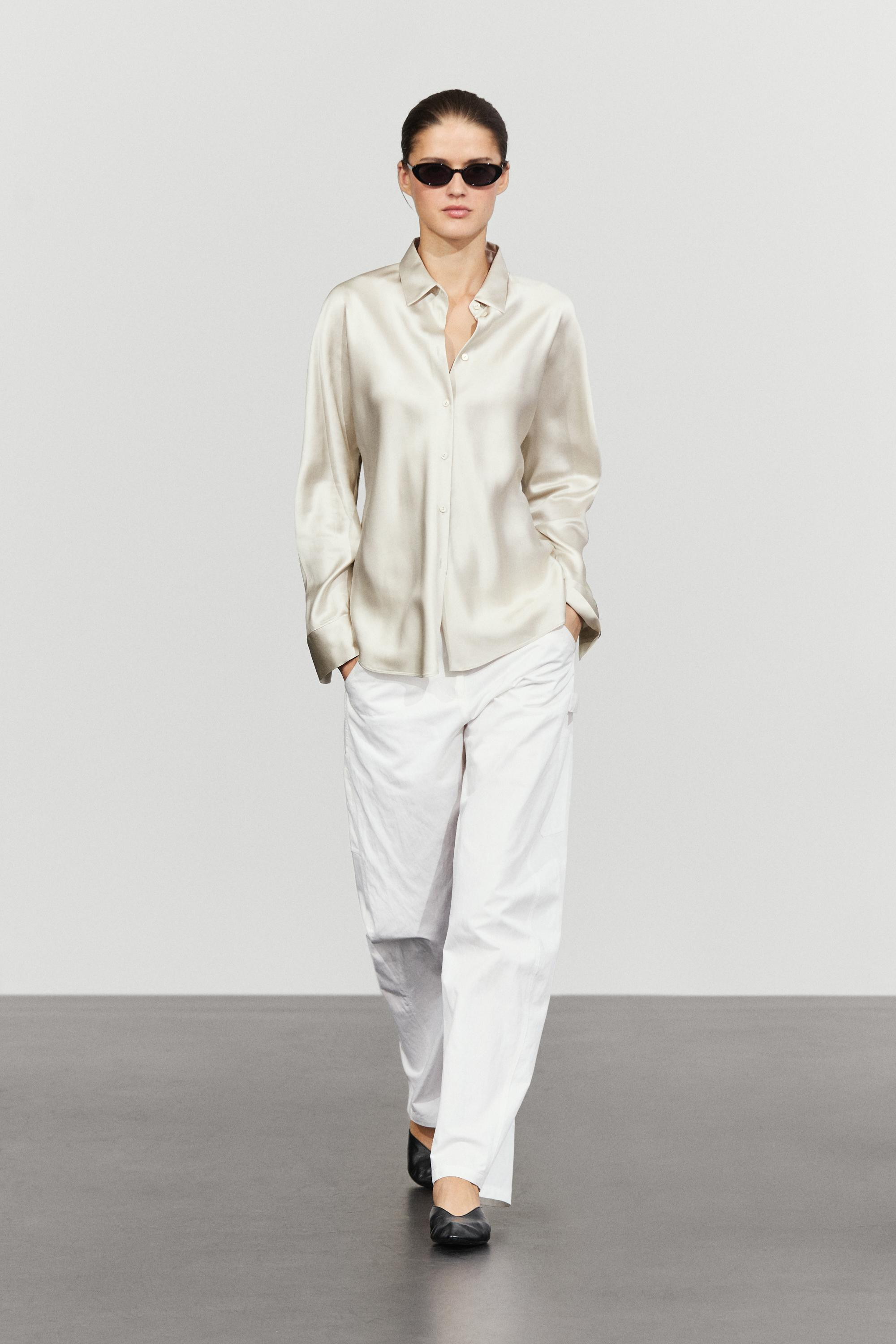 Flowing satin shirt | Massimo Dutti UK