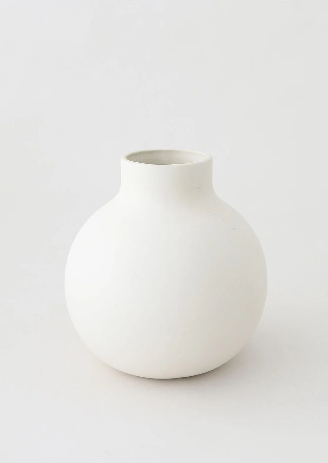 Afloral Creamy White Round Ceramic Vase - 8" | Afloral