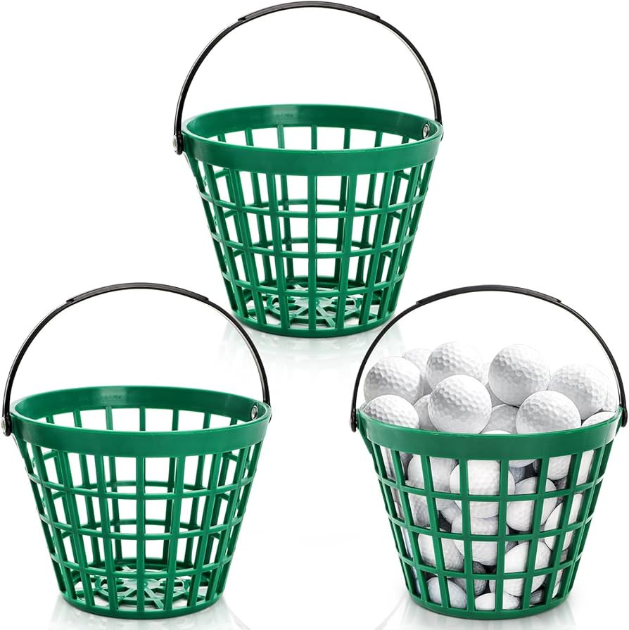 Bekith 3 Pack Small Plastic Golf Ball Basket, Golf Ball Container Golf Bucket with Handle, Holds ... | Amazon (US)