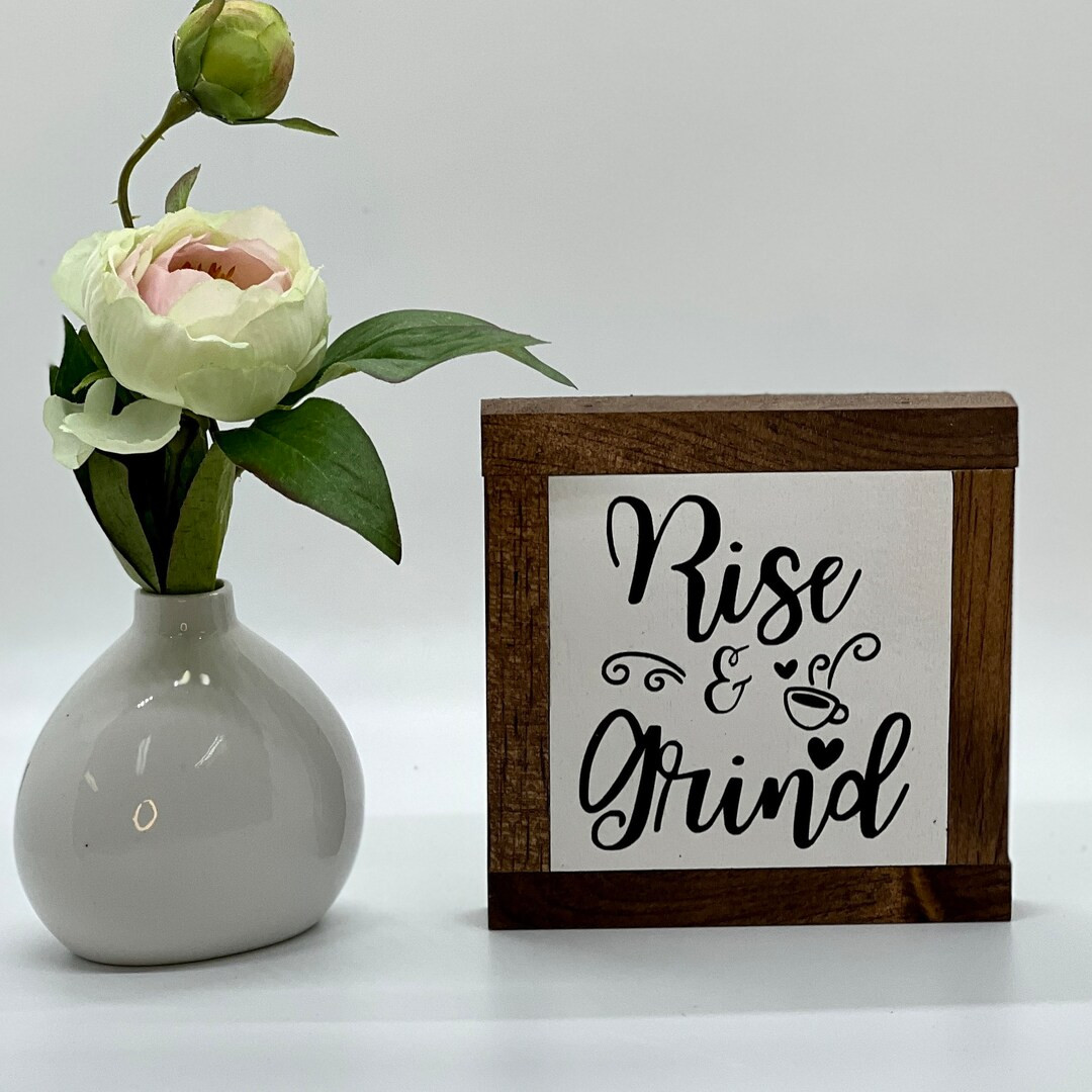 Rise and Grind Sign, Coffee Wood Sign, Coffee Lover Gift, Coffee and Hustle Gift, Kitchen Home De... | Etsy (US)
