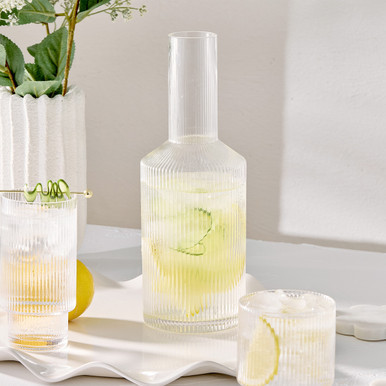 Mila Ribbed Crystal Glass Carafe [MUSLMILAGL21E] | Pillow Talk AU
