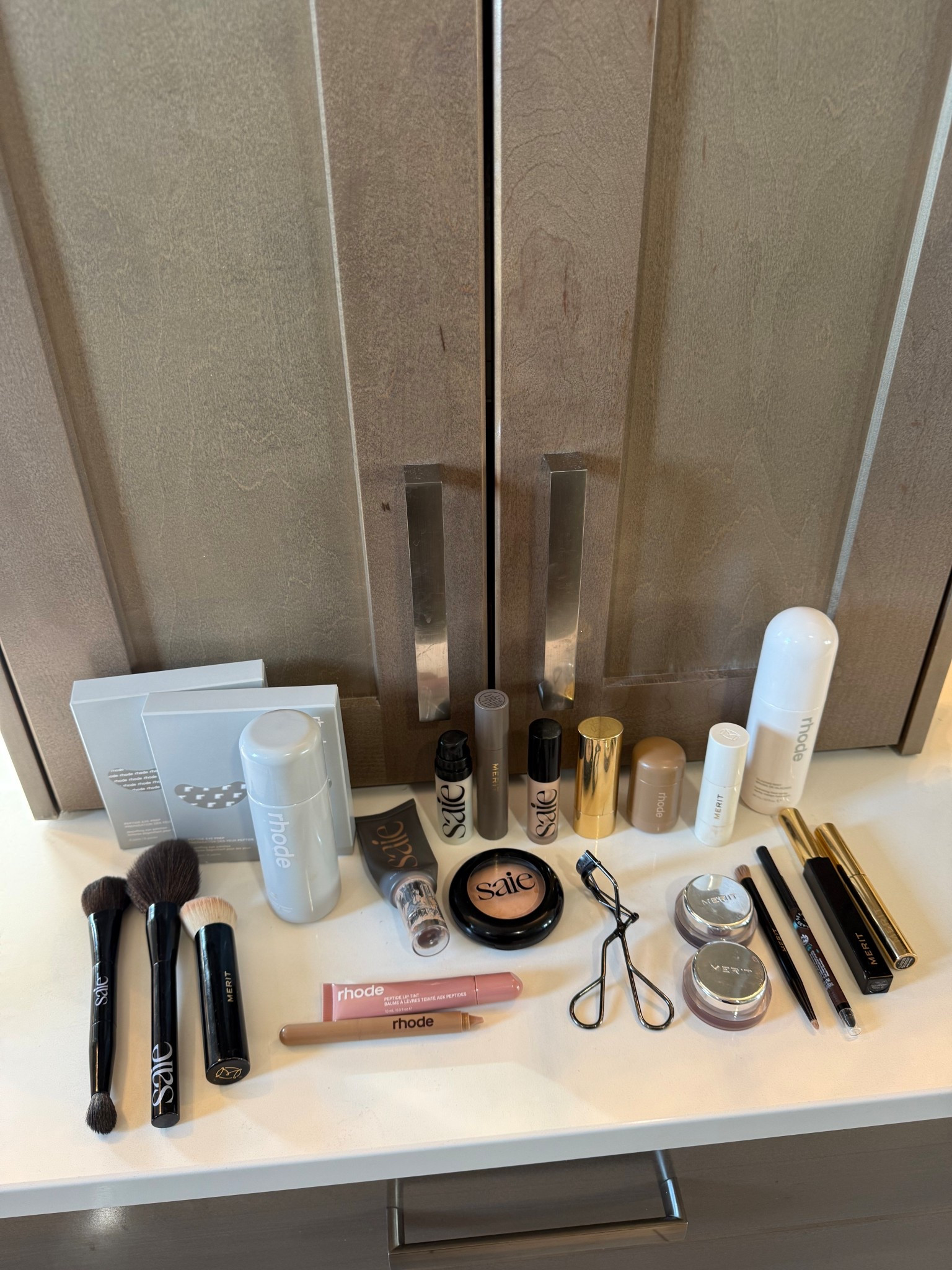 Sephora savings event! Use code EVERYTHING at checkout!

Shades:
Saie skin tint: 3.5
Saie glowy gel: Star glow 
Merit minimalist stick: bisque
Saie concealer: 6
Saie powder: light to medium
Merit bronzer: Sienne 
Rhode blush: sleepy girl
Merit brow gel: brown black 
Merit eyeshadow: glacé and sartorial 
Sephora eyeliner: matte brown 
Merit day glow: cava
Rhode lip liner: lean 
Rhode lip peptide: toast 