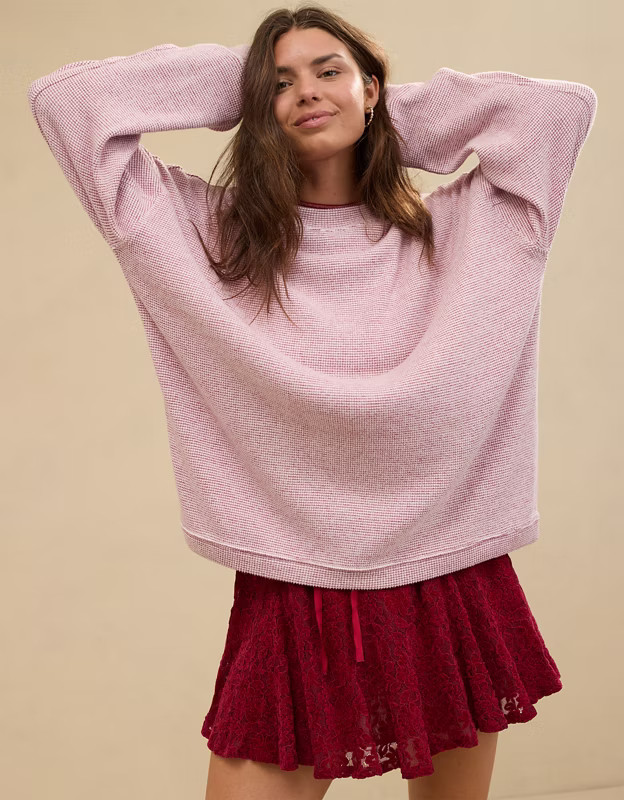 Aerie Long Weekend Waffle Sweatshirt | American Eagle Outfitters (US & CA)