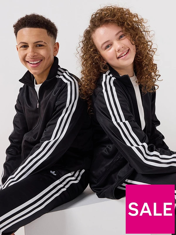 adidas Originals Junior Unisex Firebird Loose Jacquard Track Top - Black | Very (UK)