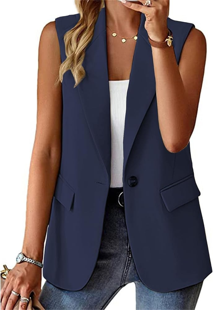 Sleeveless Blazer Vest for Women Summer 2026 Fashion Casual Lightweight Open Front Work Office Bl... | Amazon (US)