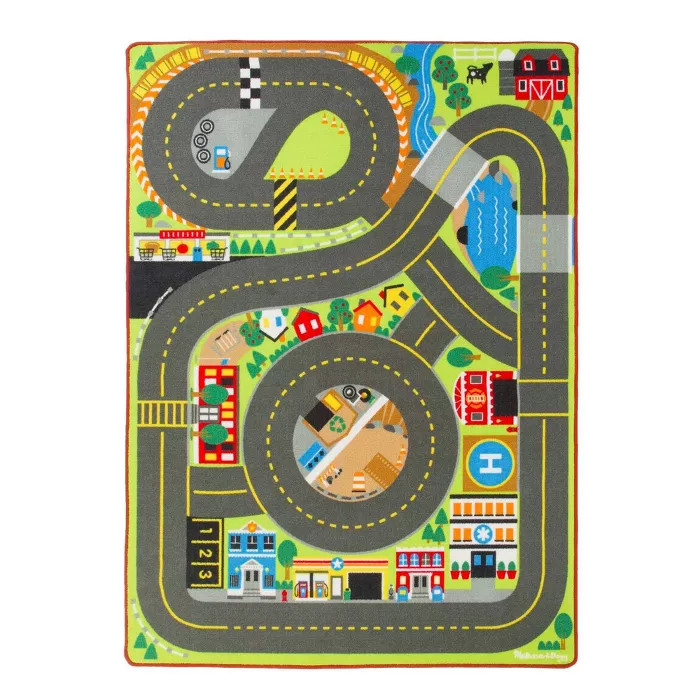 Melissa & Doug Jumbo Roadway Activity Rug With 4 Wooden Traffic Signs (79 x 58 inches) | Target