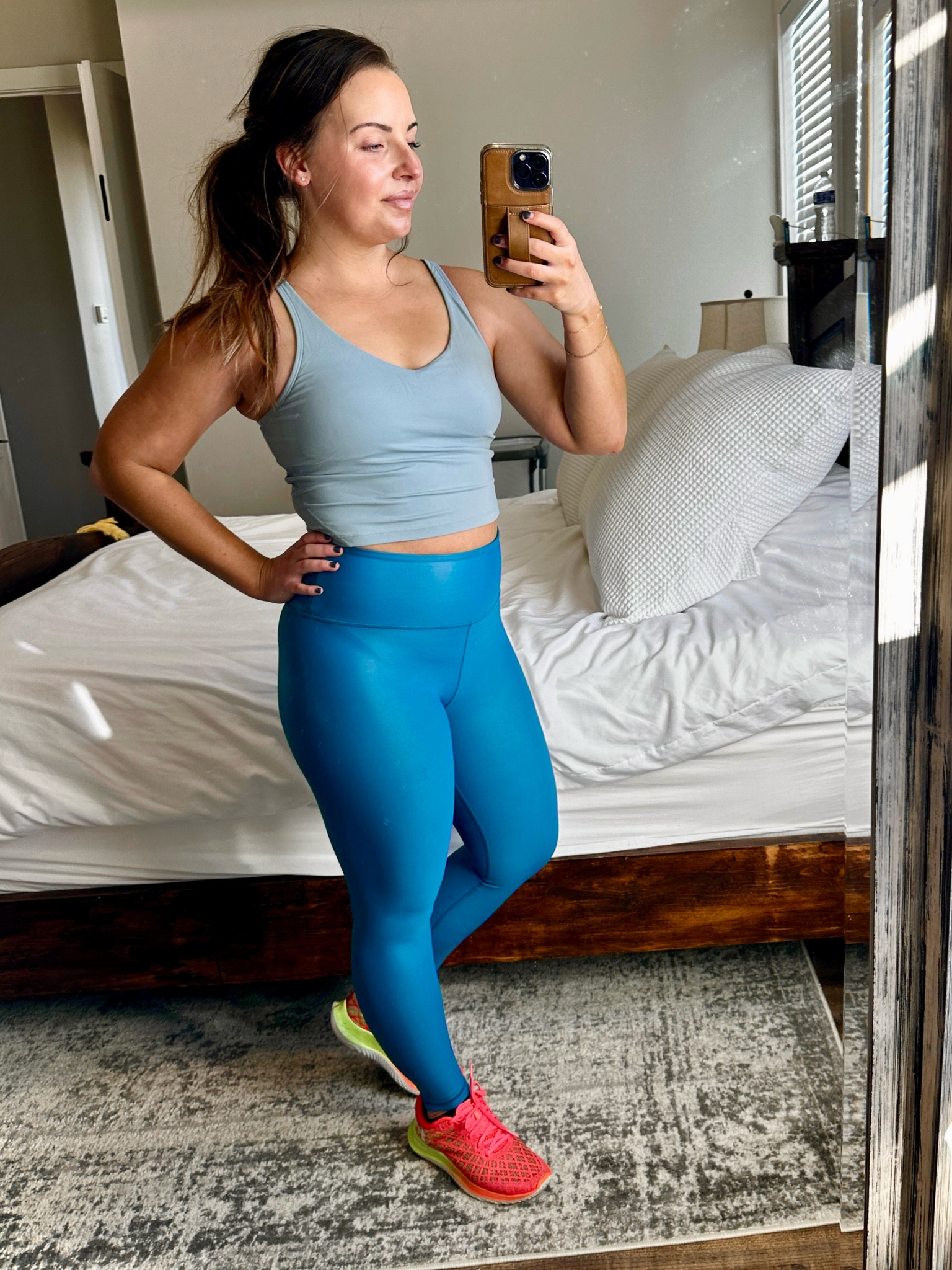 I absolutely love this fitness combo look! Perfect for looking cute, yet supportive enough to keep everything held in while you workout. 

This denim blue sports bra is super comfy and supportive. It pairs well with these high waist ankle length leggings. Both come in a variety of colors!

#LTKfindsunder50 #LTKfitness #LTKmidsize