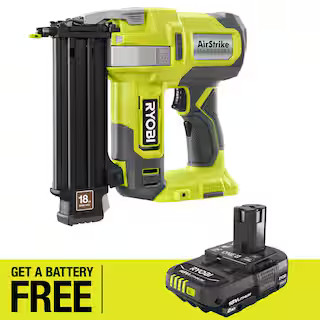 ONE+ 18V 18-Gauge Cordless AirStrike Brad Nailer with FREE 2.0 Ah Battery | The Home Depot