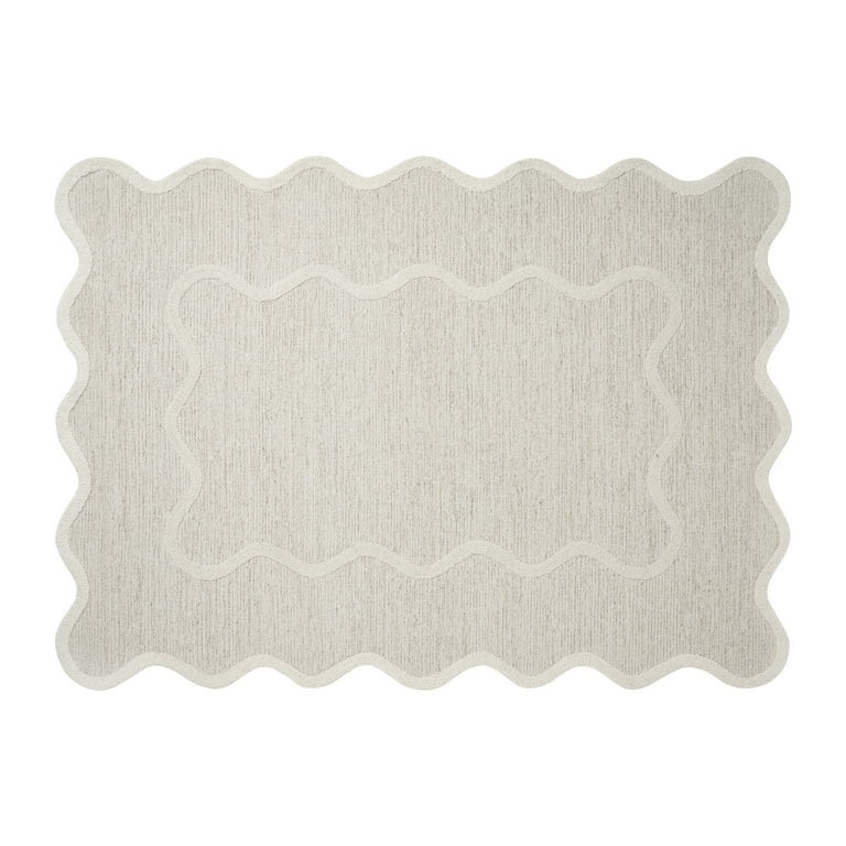 My Texas House Ivory Scallop Wool Indoor Area Rug, 5' x 7' | Walmart (US)