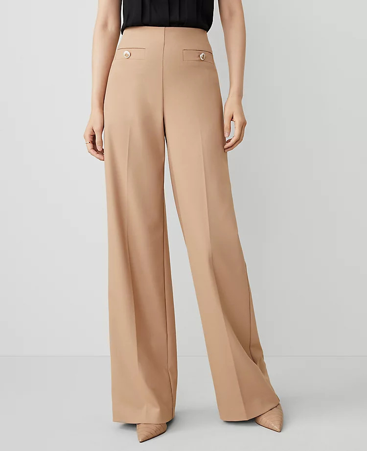 The Petite Button Trim Sailor Wide-Leg Pant | Ann Taylor