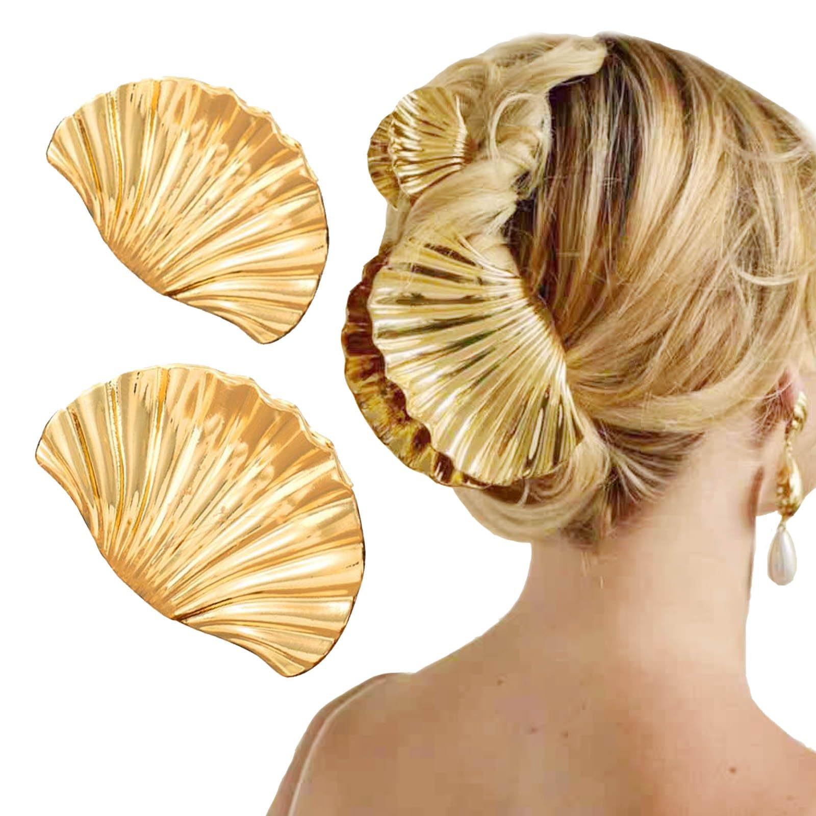 Shell Claw Clip, 2 Pcs Metal Seashell Hair Clip Hair Accessories for Women and Girls, Fashion Hai... | Amazon (US)