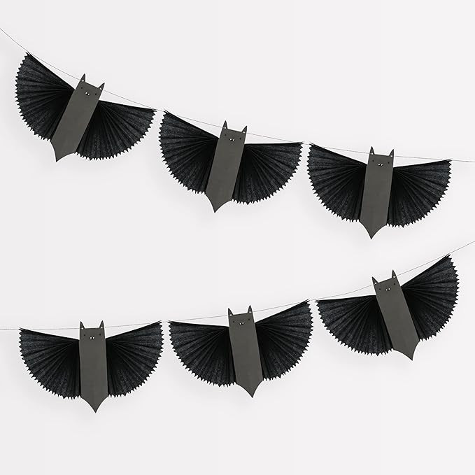 Meri Meri Black Bats Halloween Garland, 10' Strand Banner, Tissue Paper Reusable Party Decoration... | Amazon (US)