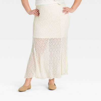 Women's Western Lace Maxi Skirt - Universal Thread™ Cream 1X | Target