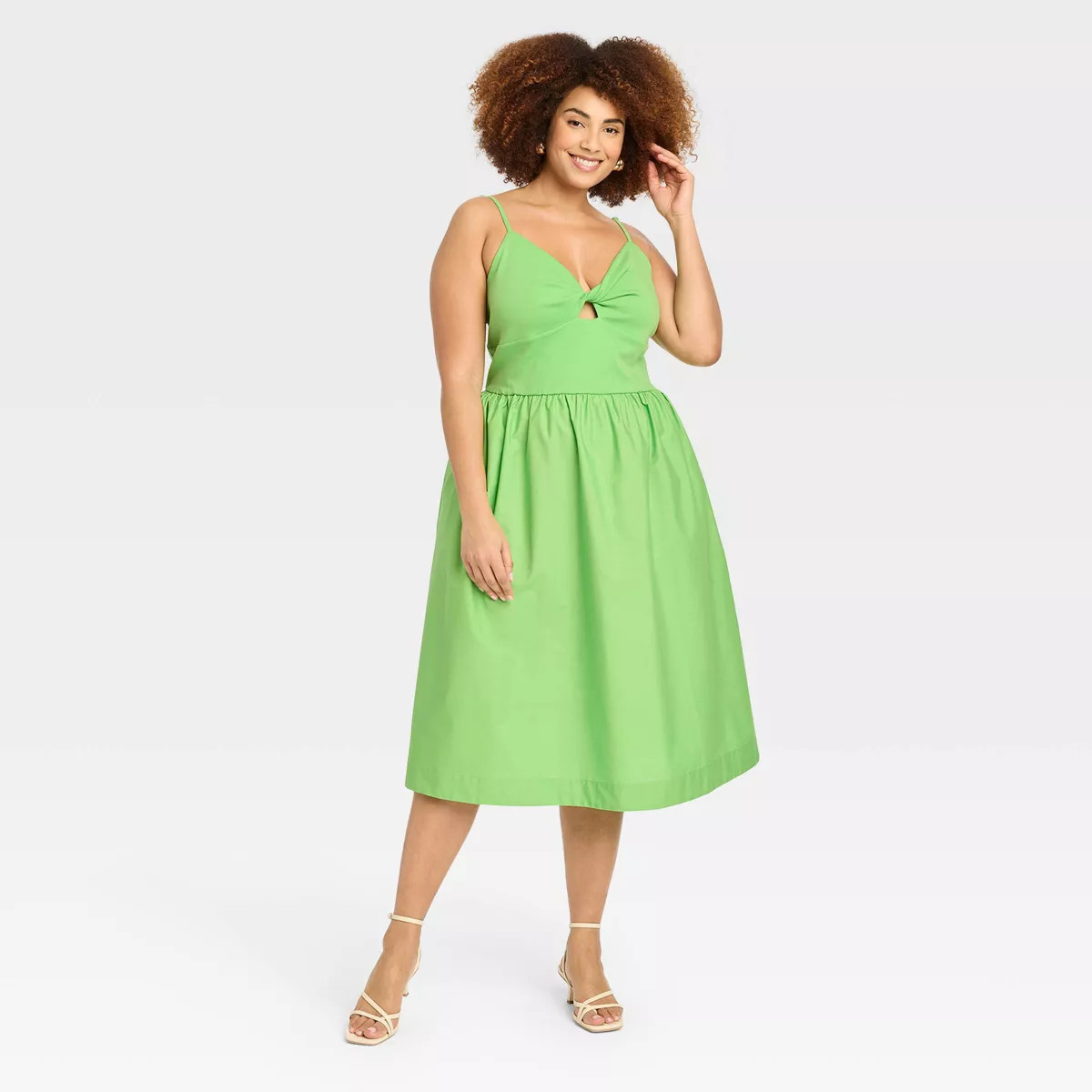 Women's Knit Ballet Midi Sundress - A New Day™ Green XXL | Target