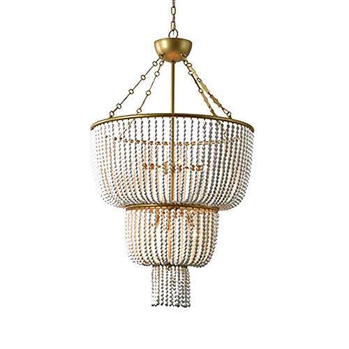 American Light Luxury Style Hanging Light,Retro Industrial Pendant Lights,Waterproof Wooden Beads... | Amazon (US)