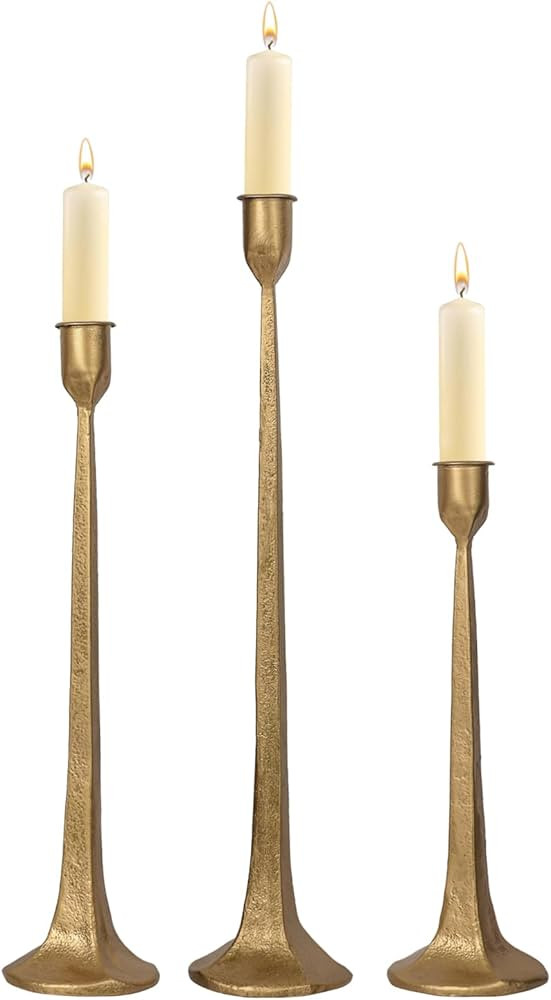Iron Taper Candle Holder Set of 3 - Decorative Tall Candle Stand, Candlestick Holder for Wedding,... | Amazon (US)
