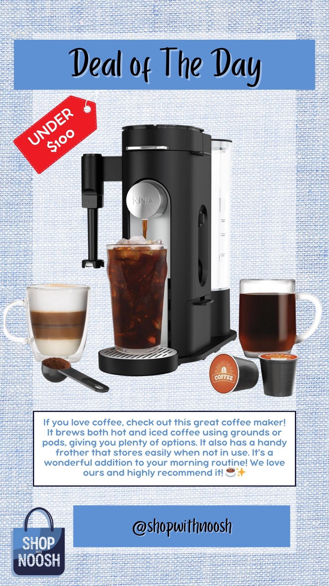 🌟 Deal of the Day! 🌟 If you're a coffee lover like us, you need to check out this amazing coffee maker! We absolutely adore it! With the perfect functionality to brew both hot and iced coffee using either grounds or pods, it offers unbeatable versatility. Plus, it comes with a convenient frother that easily tucks away when not in use. It’s a game changer for your morning routine! I can’t recommend it enough! ☕️✨

#LTKFindsUnder100 #LTKFamily #LTKSaleAlert