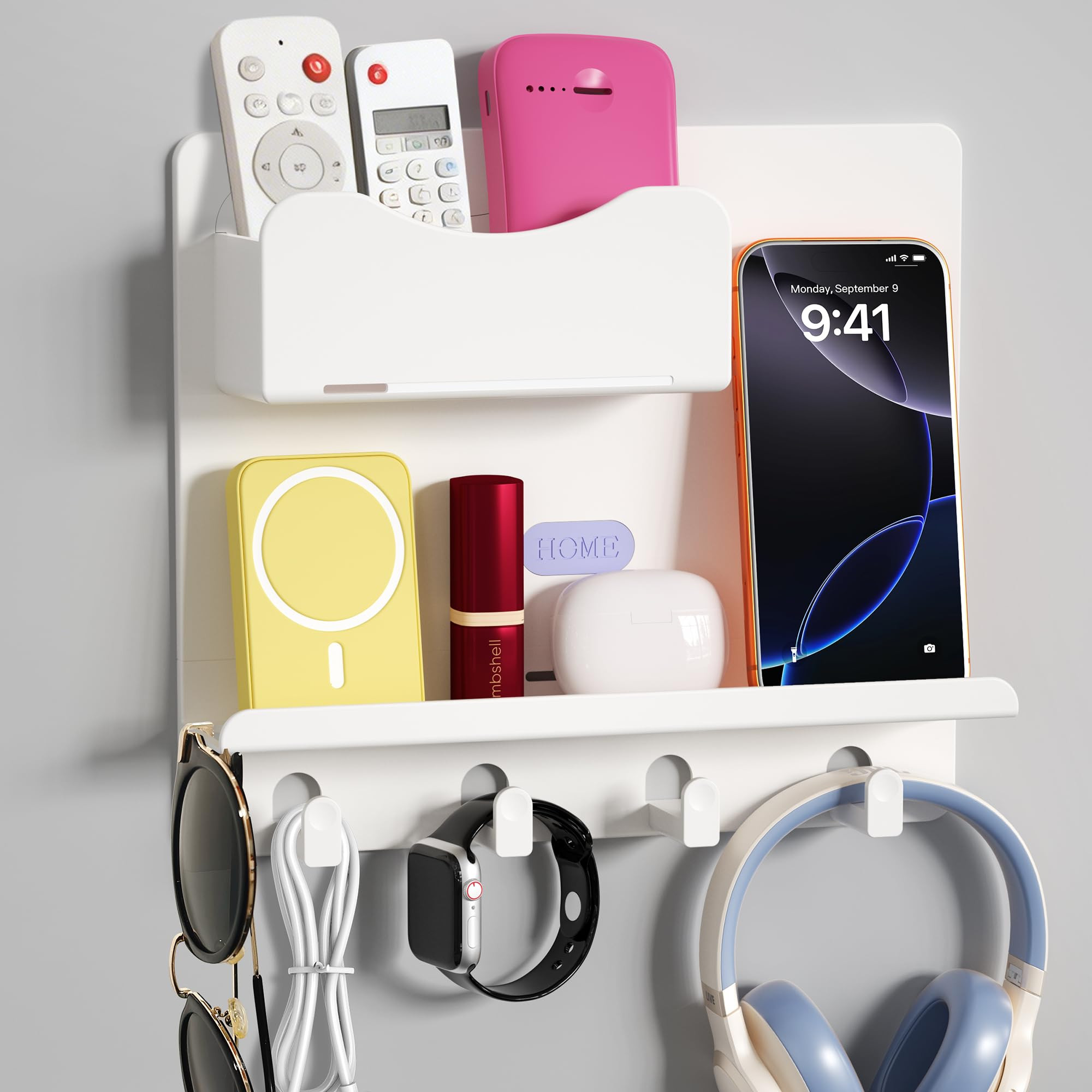 Floating Shelves for Bedside Shelf Accessories Organizer, Wall Mount Self Stick On, Cute Room Decor Aesthetic, Girls Room Decor, Cool Stuff for Bedroom Storage and Organization White | Amazon (US)