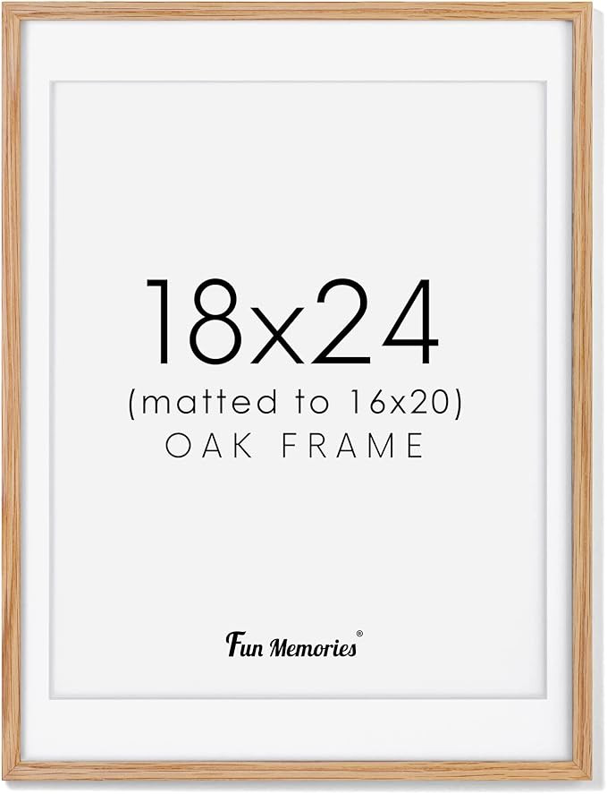 18x24 Wood Picture Frame, 18 x 24 Poster Frame with Real Glass, Solid Oak Wood Photo Frame 18x24,... | Amazon (US)