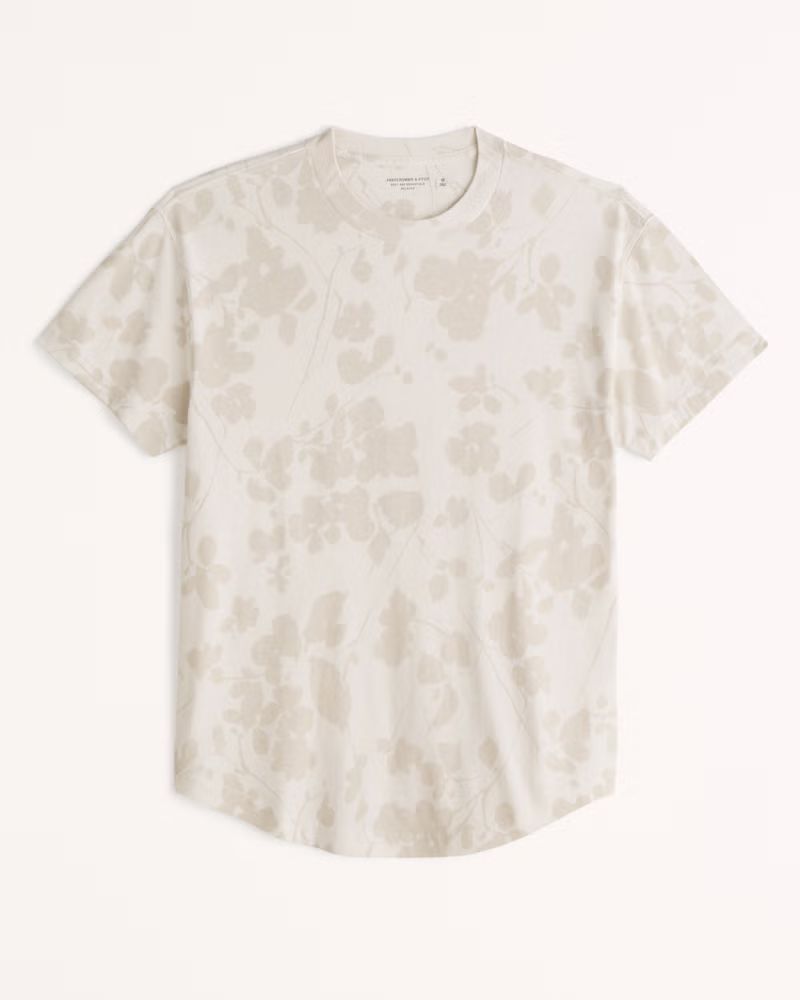 Men's Essential Floral Curved Hem Tee | Men's Clearance | Abercrombie.com | Abercrombie & Fitch (US)