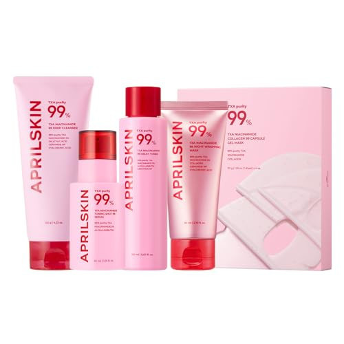 APRILSKIN TXA Pink Skincare Full Set: Bubble Gum Deep Cleanser, Toning Shot Spicule Facial Serum, Pink Milky Toner, Overnight Wrapping Mask and Capsule Gel Mask | Amazon (US)
