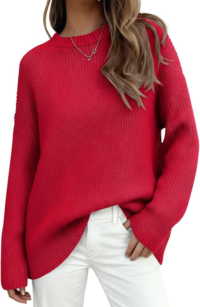 PRETTYGARDEN Womens Spring Sweaters 2026 Casual Chunky Crewneck Long Sleeve Ribbed Knit Oversized... | Amazon (US)