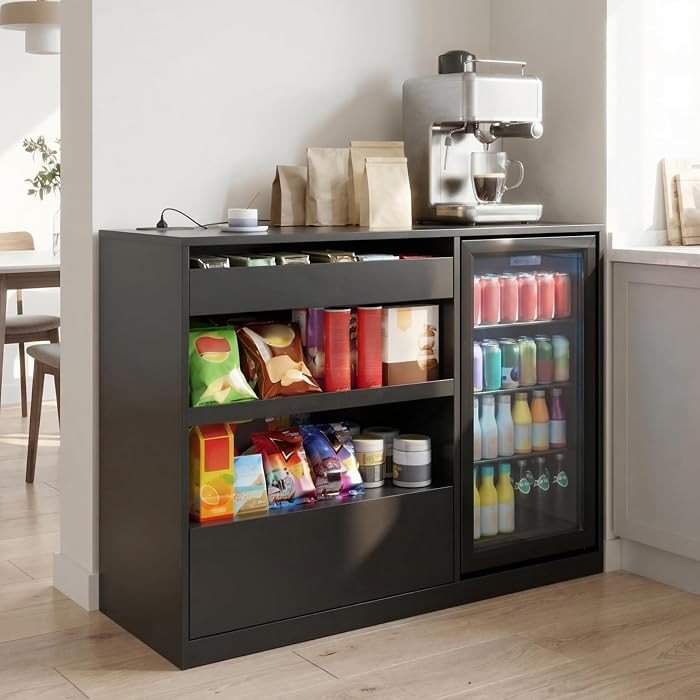 Snack Bar Cabinet with Fridge Space, Mini Fridge Cabinet with Storage, Coffee Bar Cabinet with Dr... | Amazon (US)