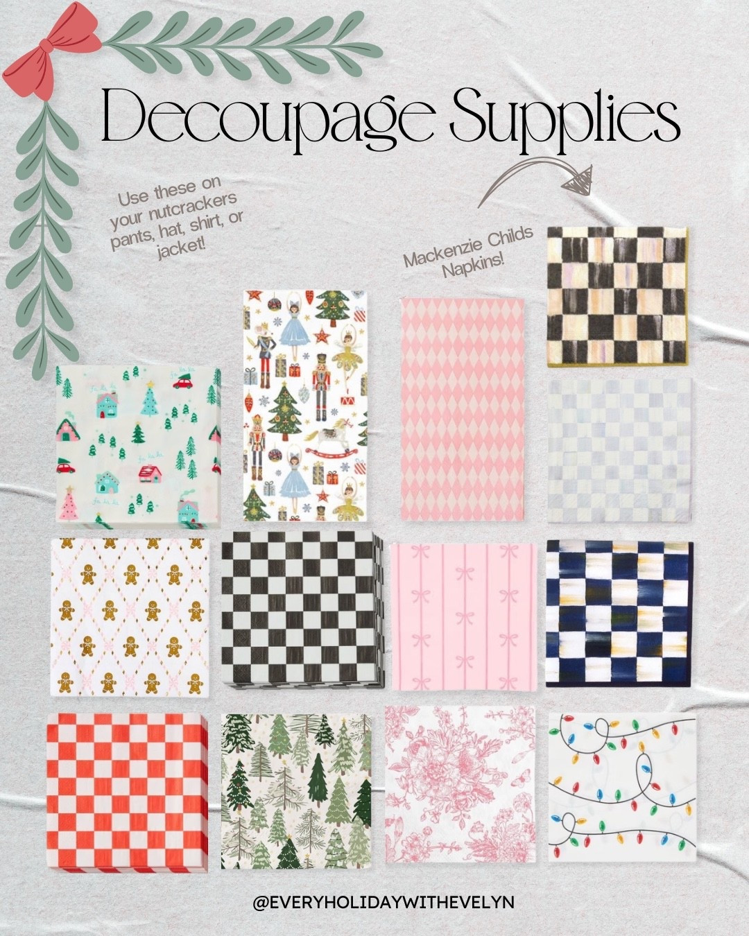 Cute napkins for decoupaging your DIY nutcrackers! 

#LTKHoliday