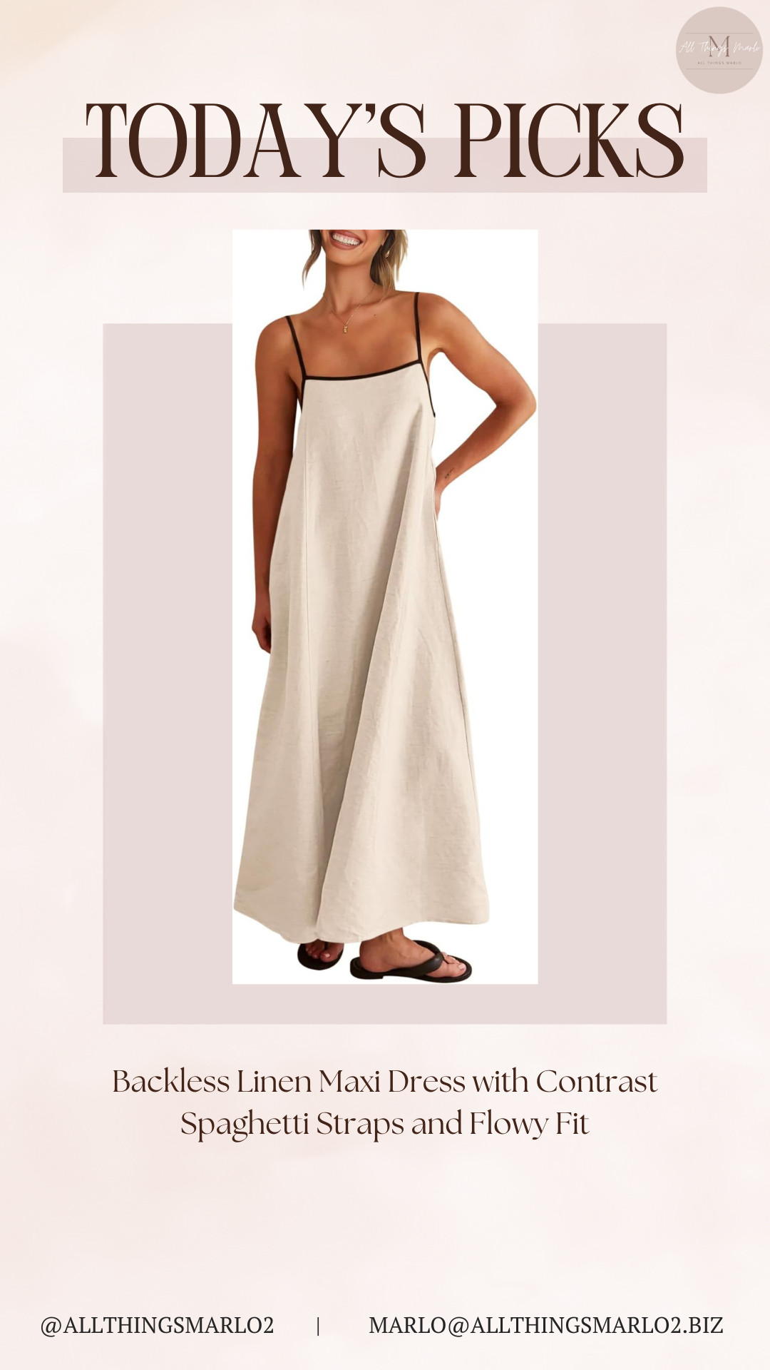 Backless Linen Maxi Dress with Contrast Spaghetti Straps and Flowy Fit 

 #LTKSeasonal #LTKWorkwear #LTKTravel