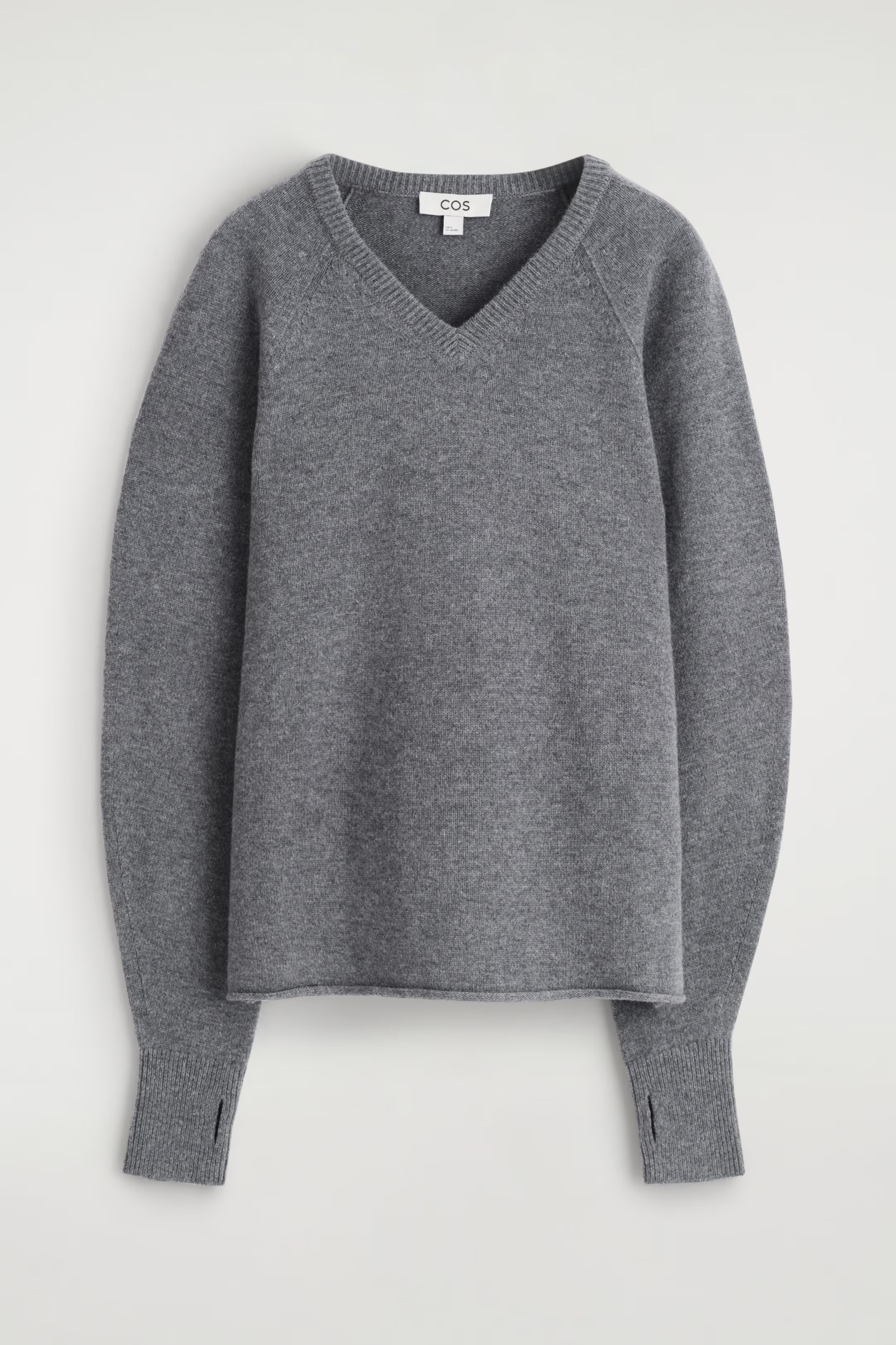 MERINO WOOL V-NECK SWEATER - DARK-GRAY MÉLANGE | COS | COS (EU)