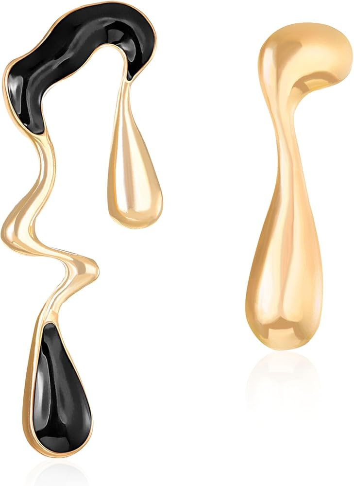 JDONL Irregular Waterdrop Stud Earrings for Women Melting Liquid Asymmetrical Dangle Statement Mi... | Amazon (US)