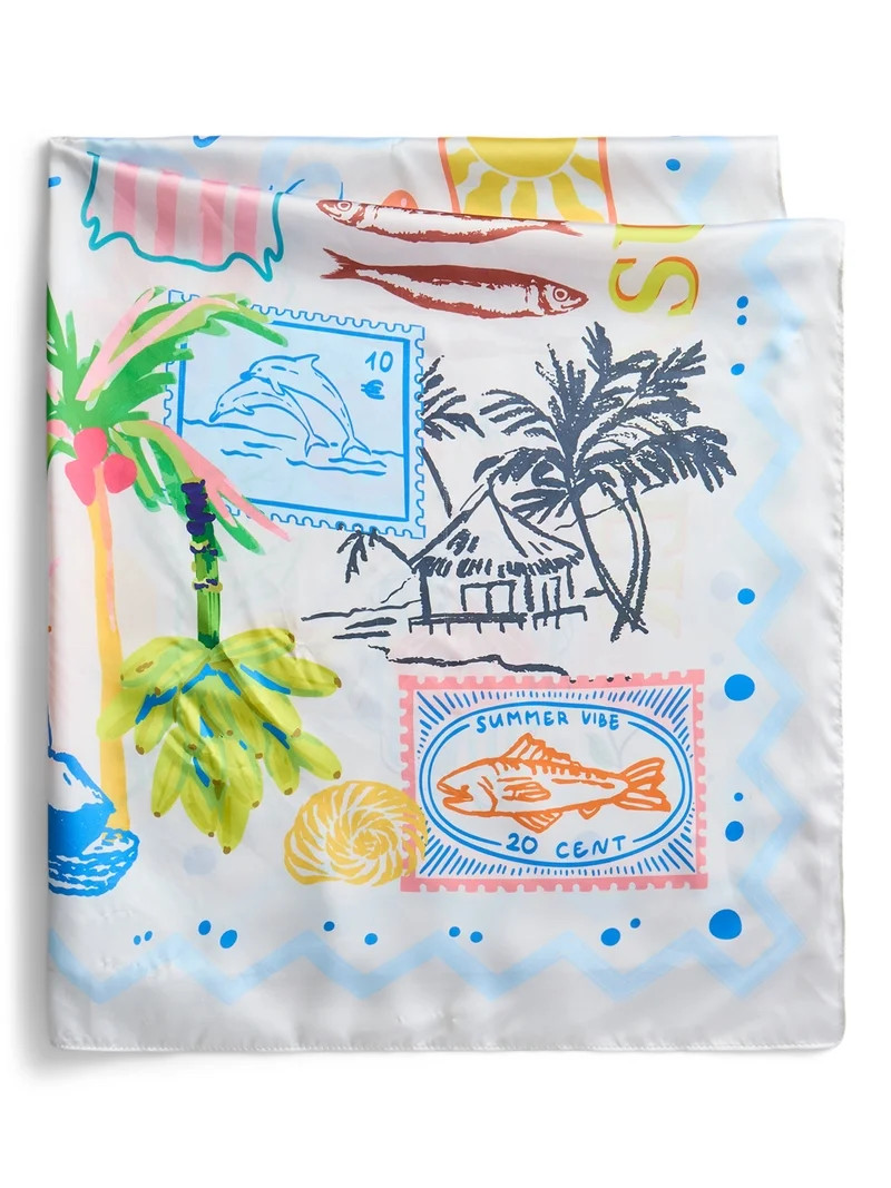 No Boundaries Printed Square Scarf, Women’s | Walmart (US)