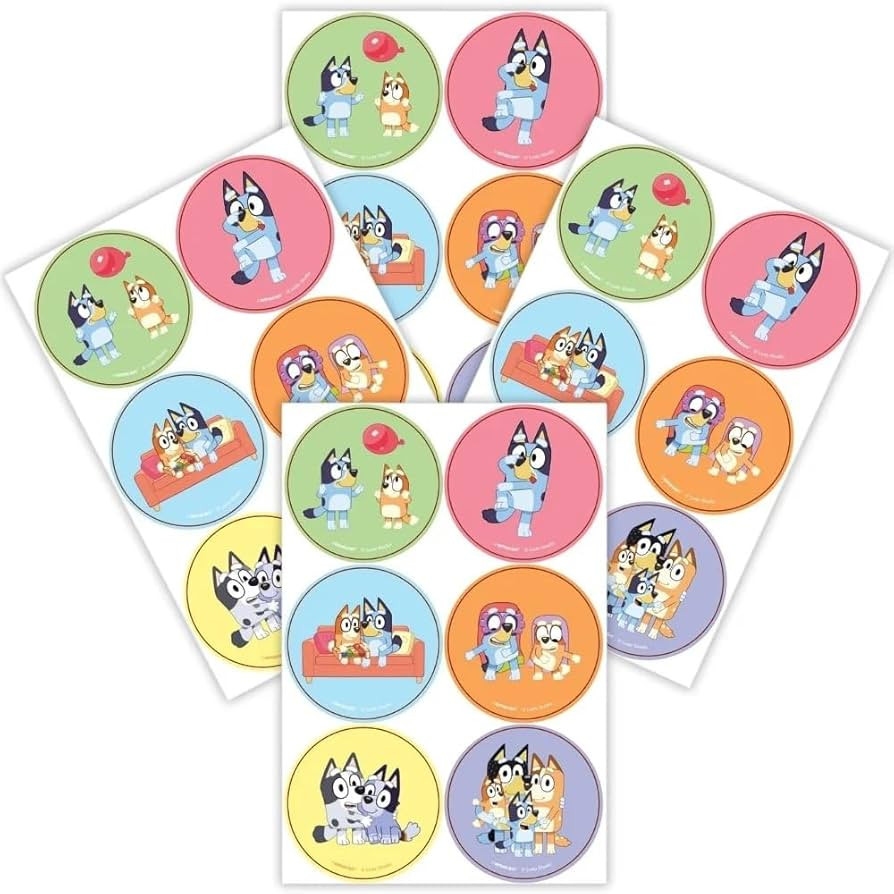 Vibrant Multicolor Bluey Paper Sticker Sheets - 10" x 8", 4 Sheets - Fun & Vibrant Collection for... | Amazon (US)