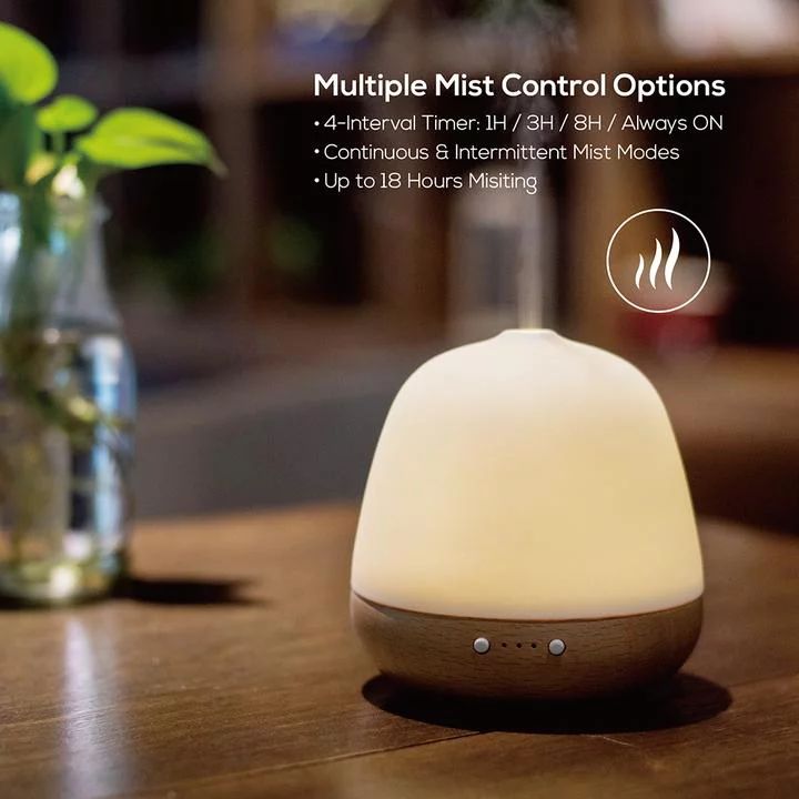 Essential Oil Diffuser Ceramic Real Solid Wood Aroma LED Light Humidifier 180ml | Walmart (US)