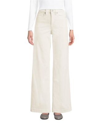 Lands' End Women's High Rise Wide Leg Corduroy Pants - Ivory | Macy's