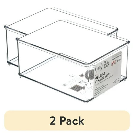 (2 pack) The Home Edit Medium Clear Storage Bin Organizer Insert, 1 Piece, 6.24" x 2.95" x 4.68" | Walmart (US)