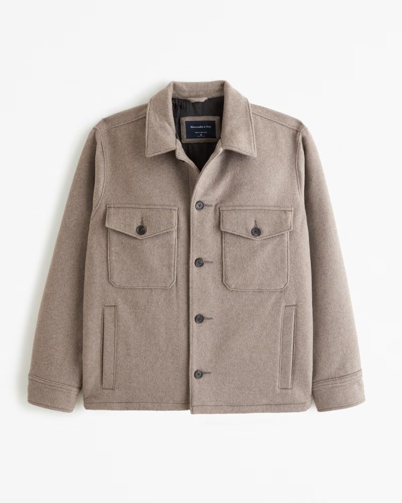 Elevated Wool-Blend Shirt Jacket | Abercrombie & Fitch (US)