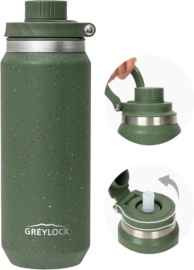 Greylock 20 oz Insulated Water Bottle with Straw Lid, Reusable Stainless Steel Sports Water Bottl... | Amazon (US)