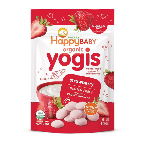 HappyBaby Organic Yogis Strawberry Freeze-Dried Yogurt & Fruit Baby Snacks - 1oz | Target