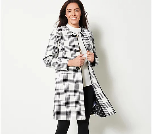Girl With Curves Novelty Plaid Coat - QVC.com | QVC