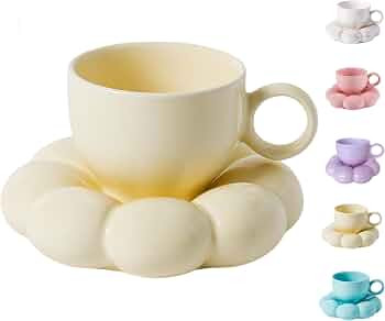 ARISKEY Cute Coffee Mug for Women,Tea Cup and Saucer Set with Spoon,6.5oz/200ml for Latte and Mil... | Amazon (US)